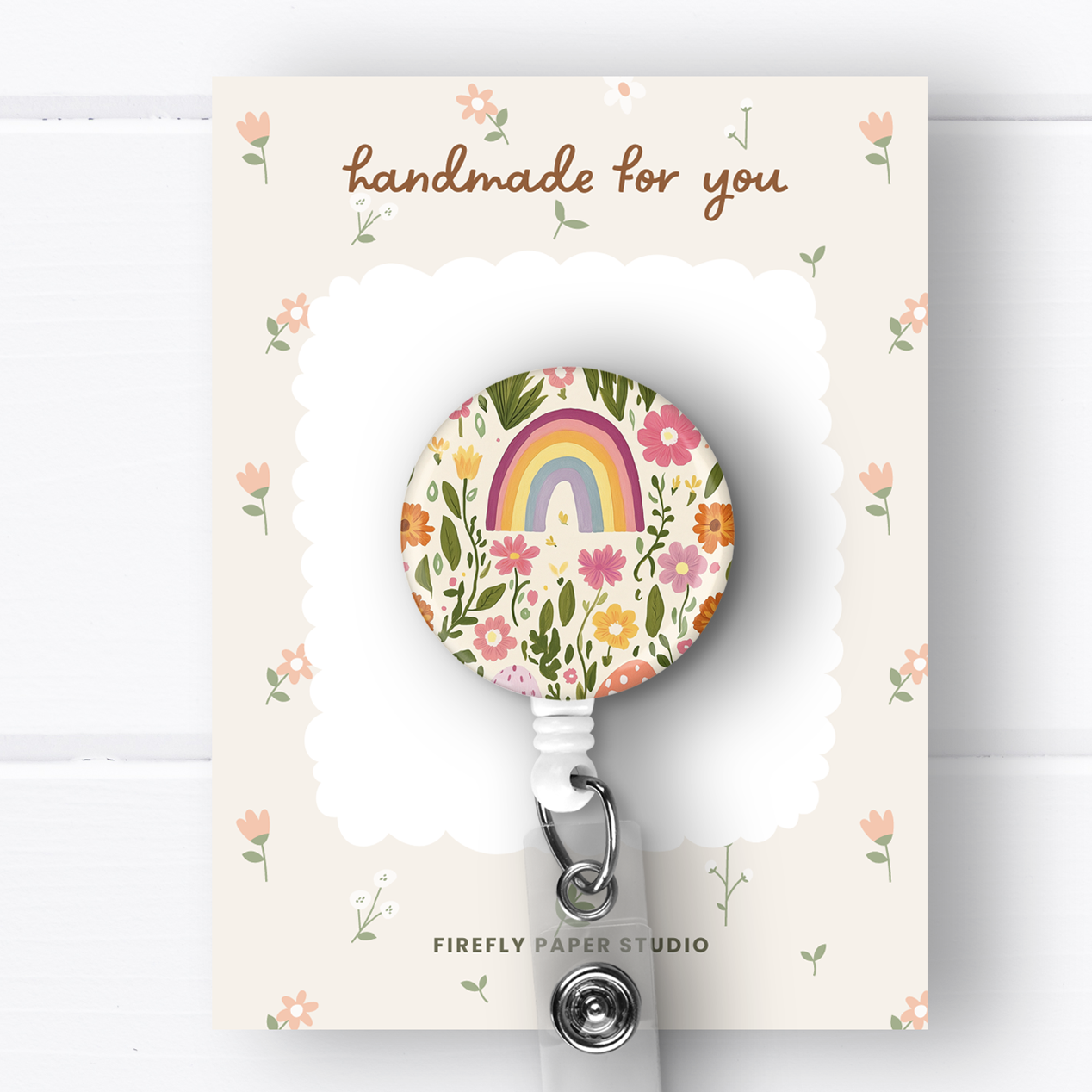 Rainbow & Flowers Badge Reel