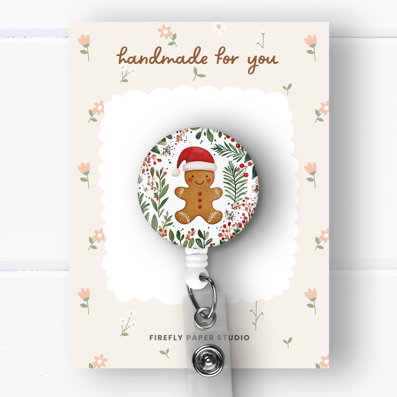 Christmas Gingerbread Man Badge Reel