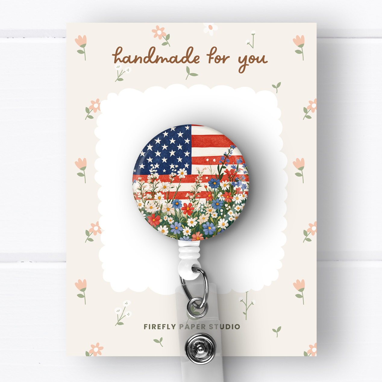 Floral USA Badge Reel