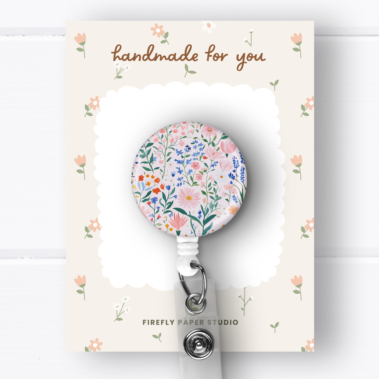 Light Pink Floral Badge Reel