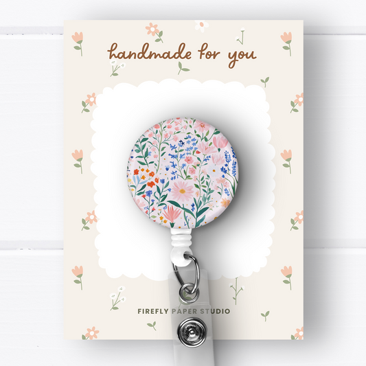 Light Pink Floral Badge Reel