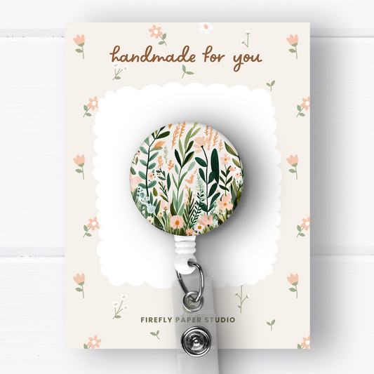 Greenery & Flowers Badge Reel
