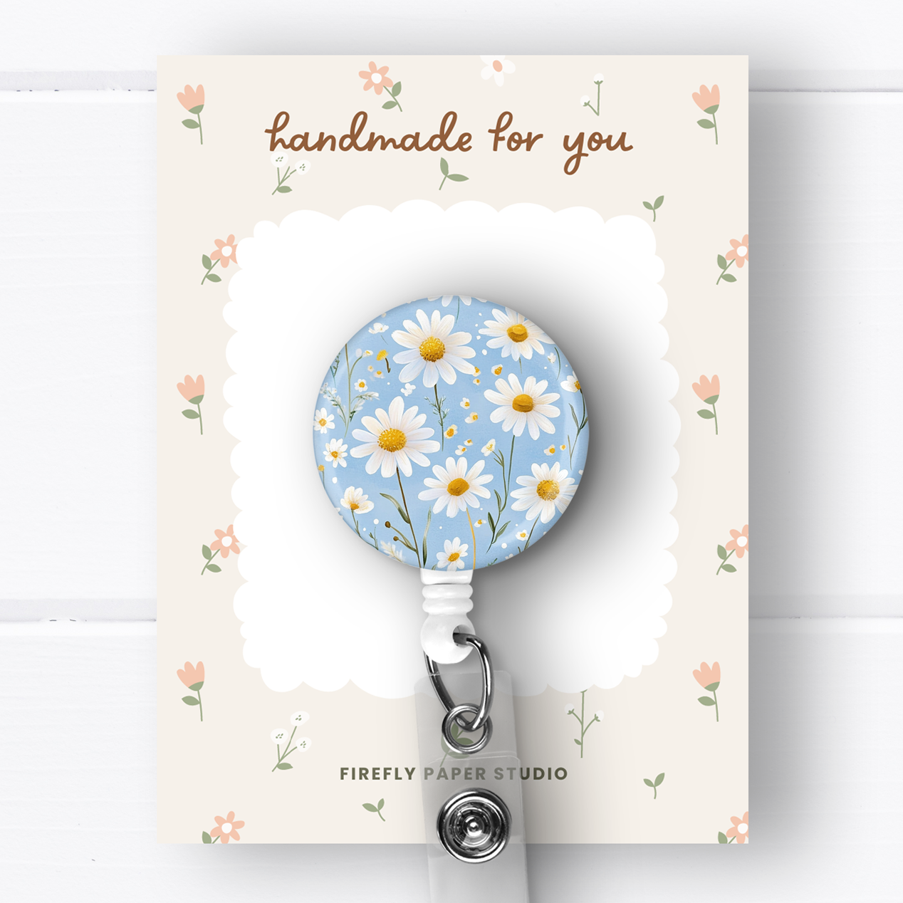 Light Blue Daisy Badge Reel