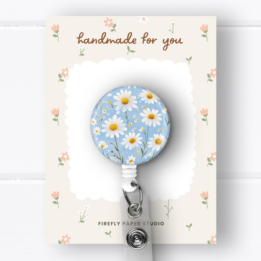 Light Blue Daisy Badge Reel