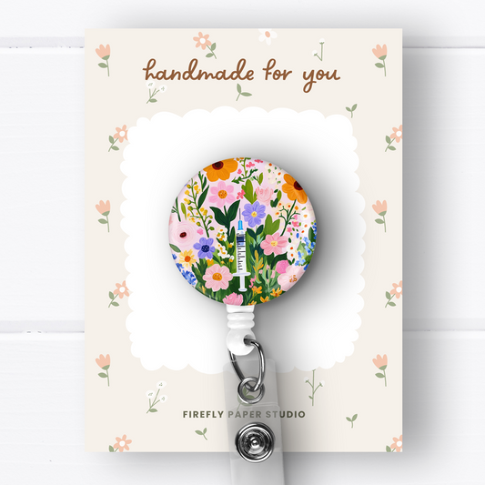 Floral Shot Badge Reel