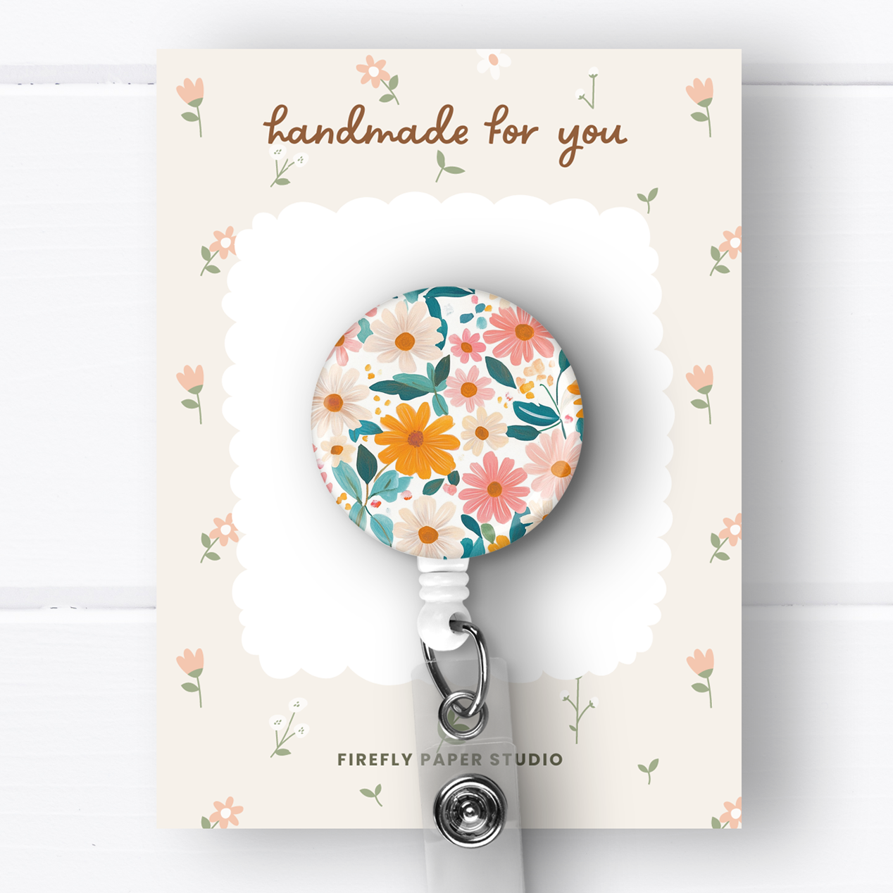 Yellow & Pink Daisies Badge Reel