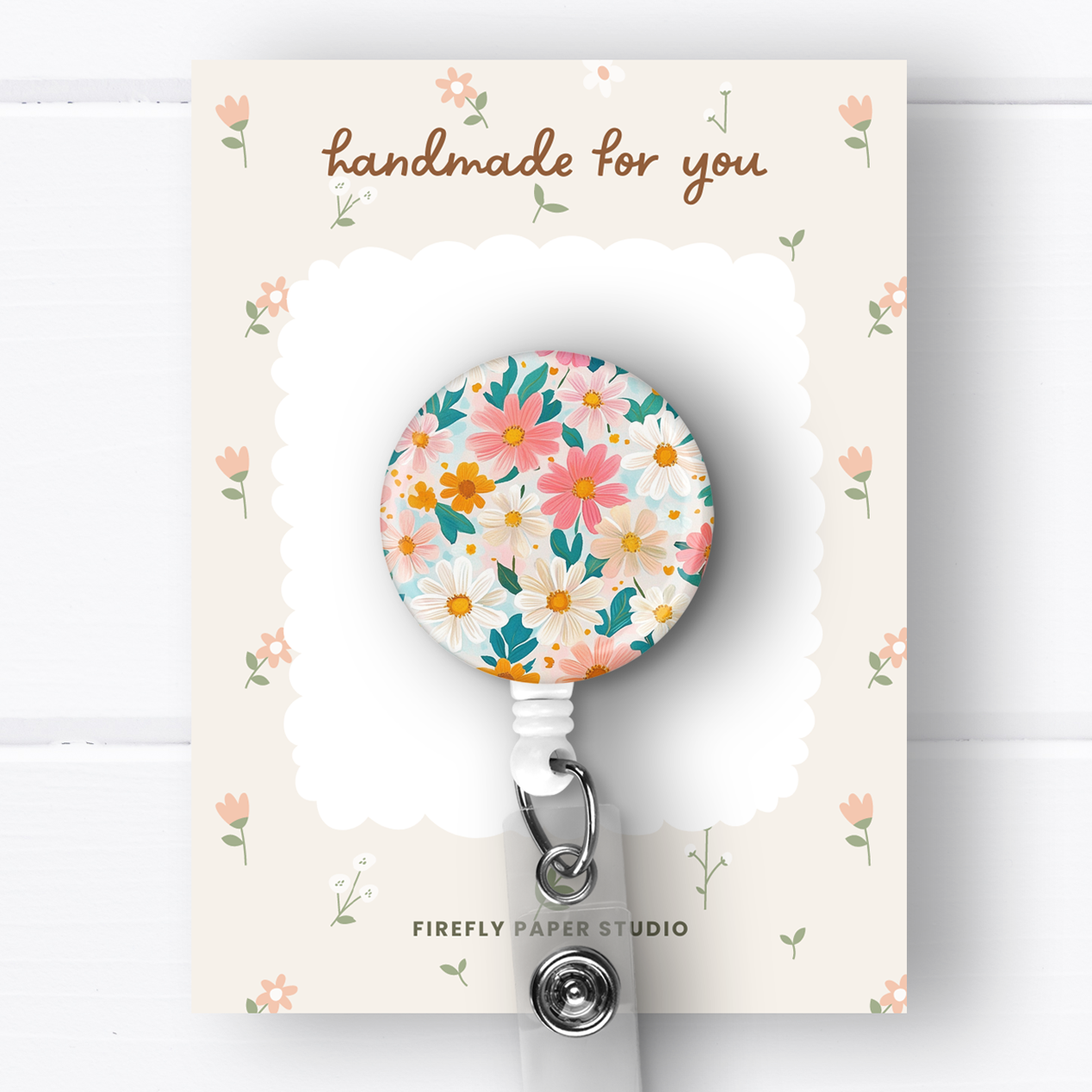 Pink & Teal Floral Badge Reel