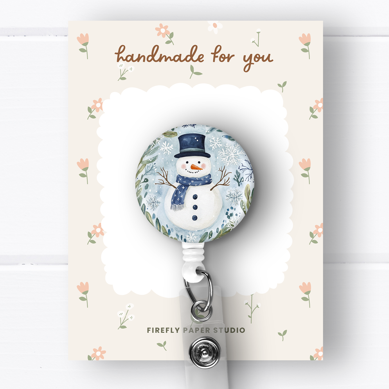Light Blue Snowman Badge Reel