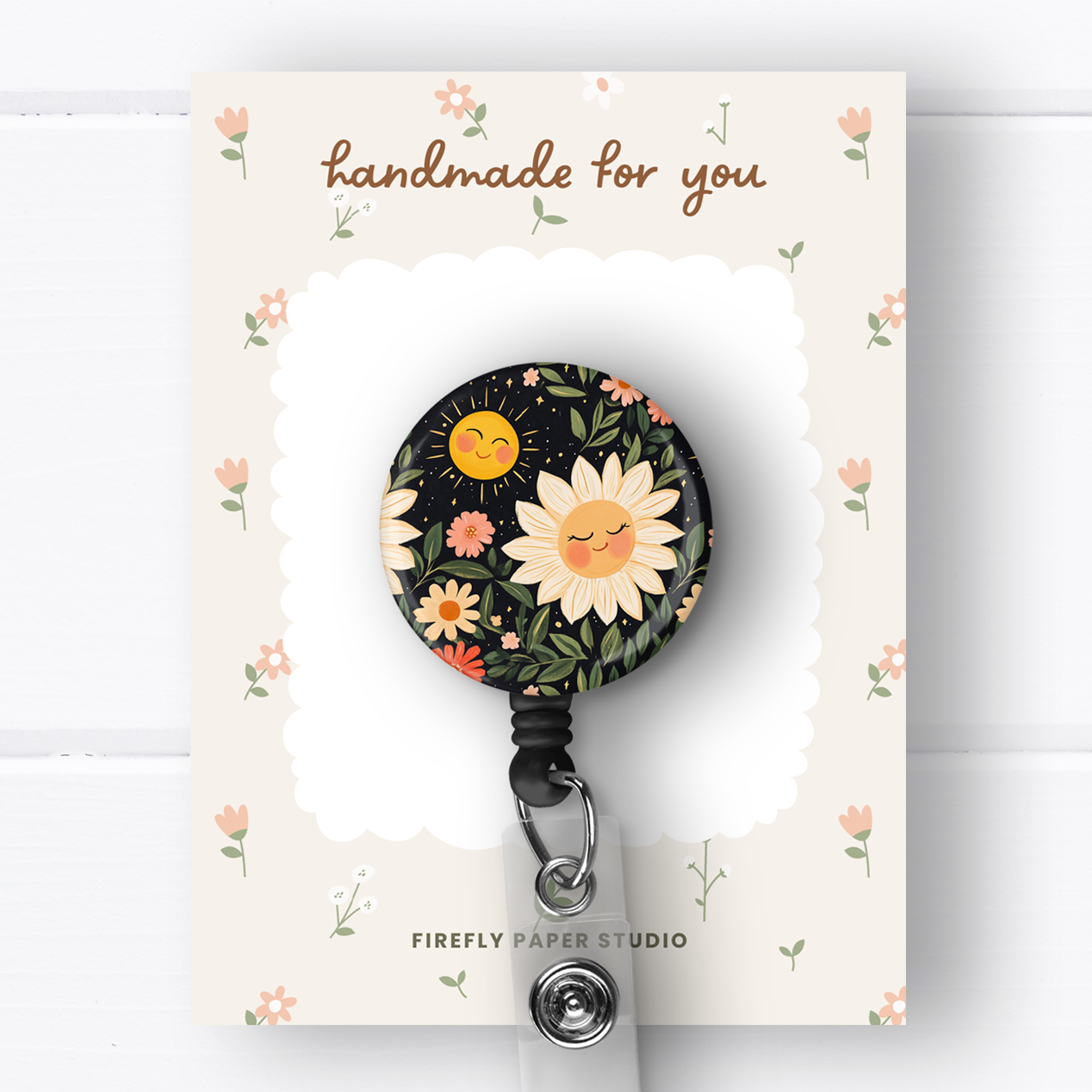 Floral Sun Badge Reel