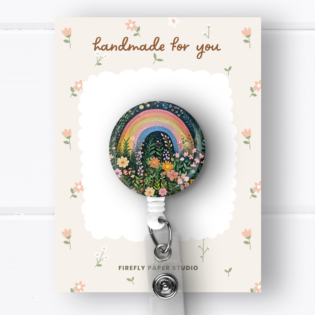 Rainbow & Flowers Badge Reel