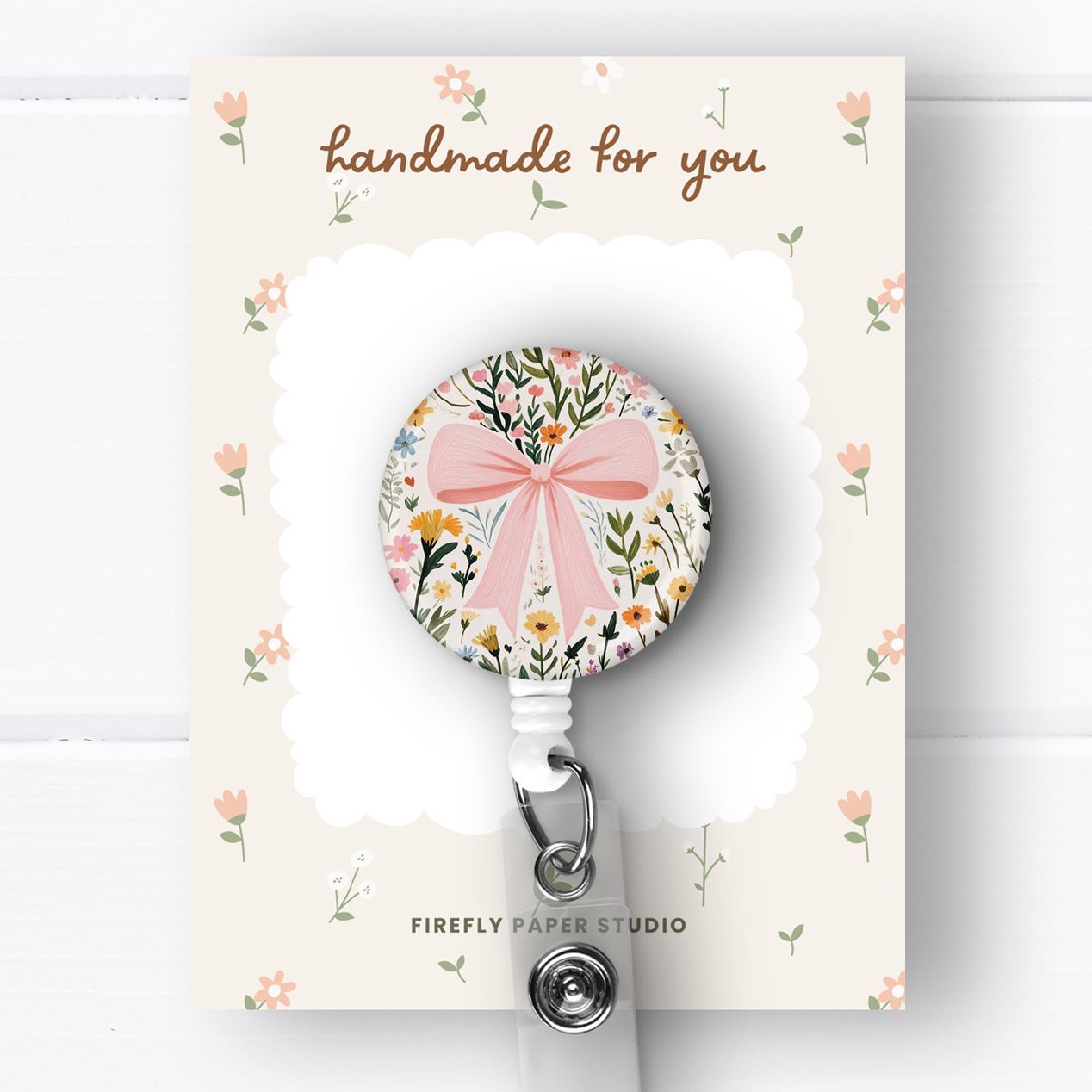 Pink Bow Badge Reel