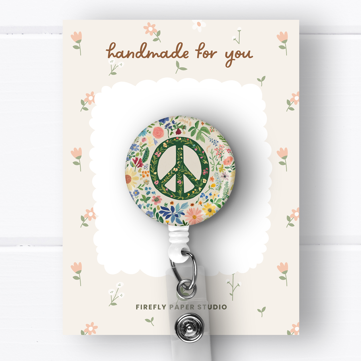 Floral Peace Badge Reel