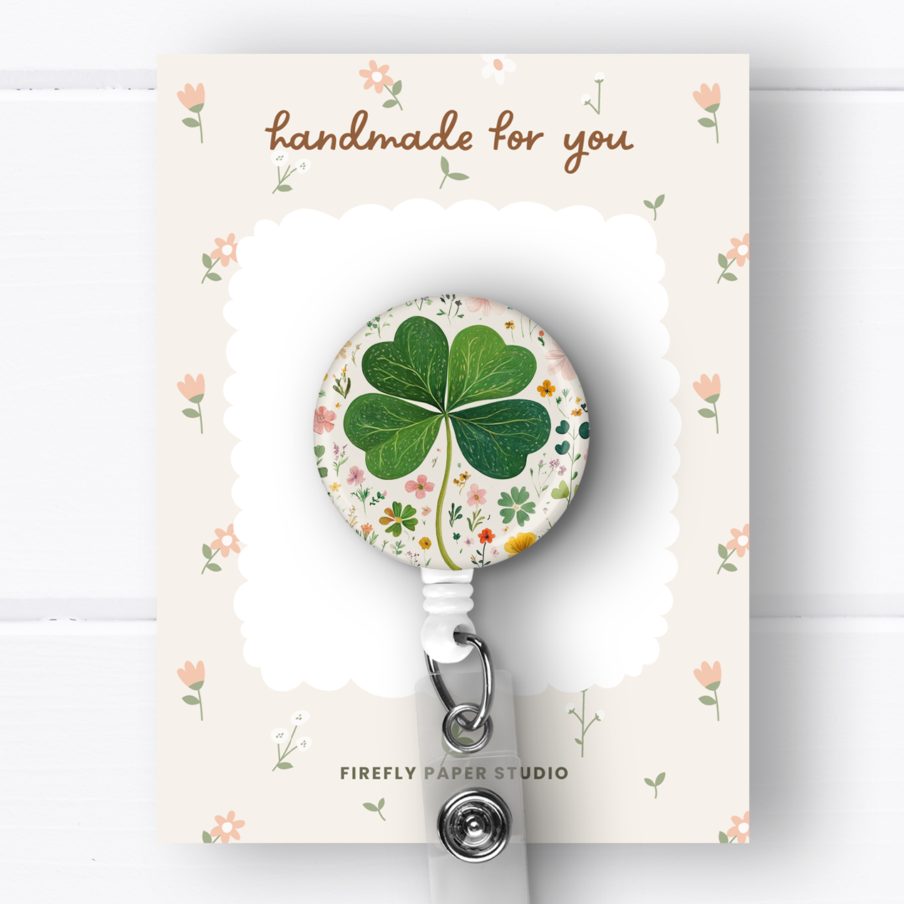 Four Leaf Clover Badge Reel