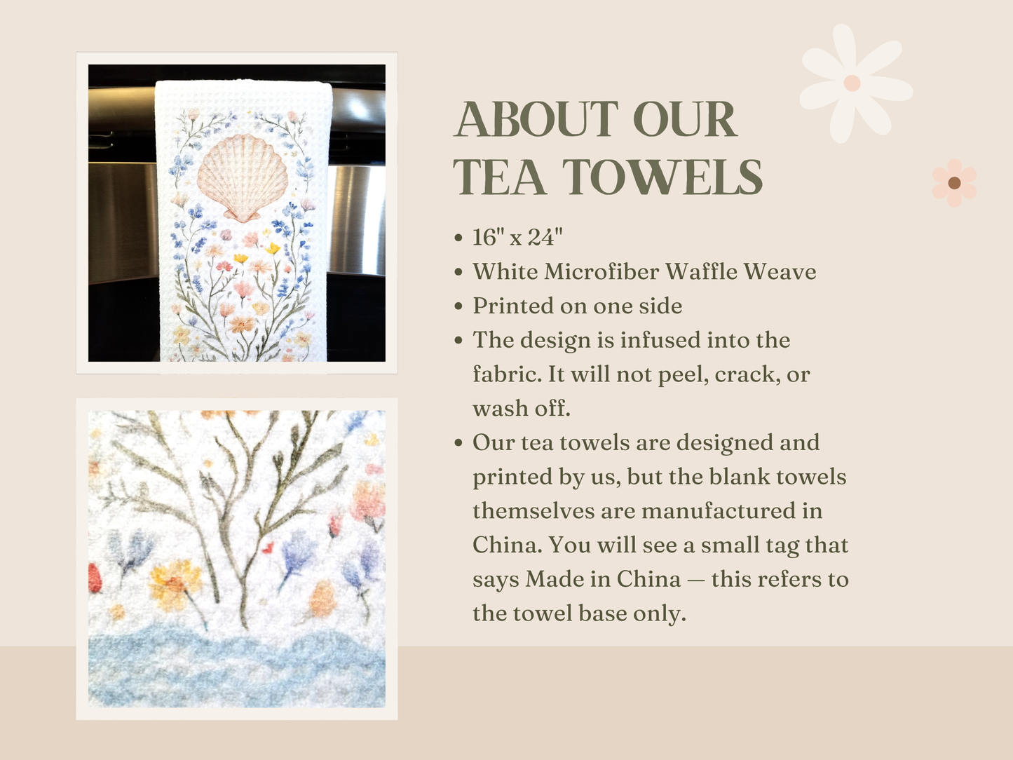 Coastal Seashell Tea Towel
