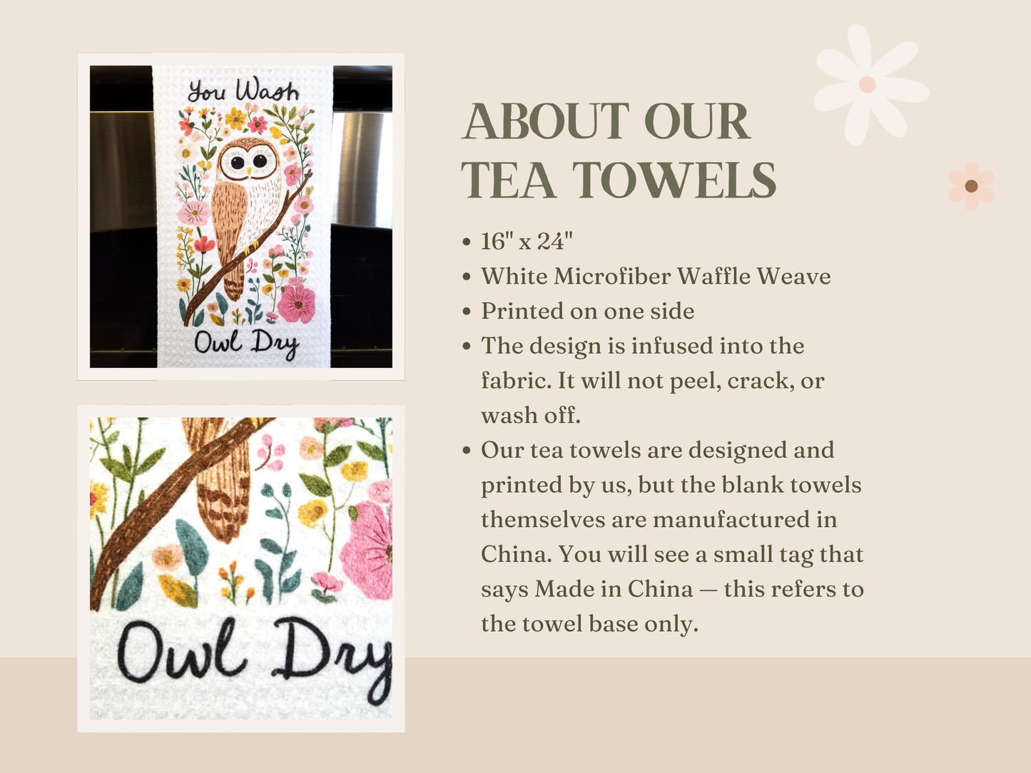 You Wash Owl Dry Tea Towel