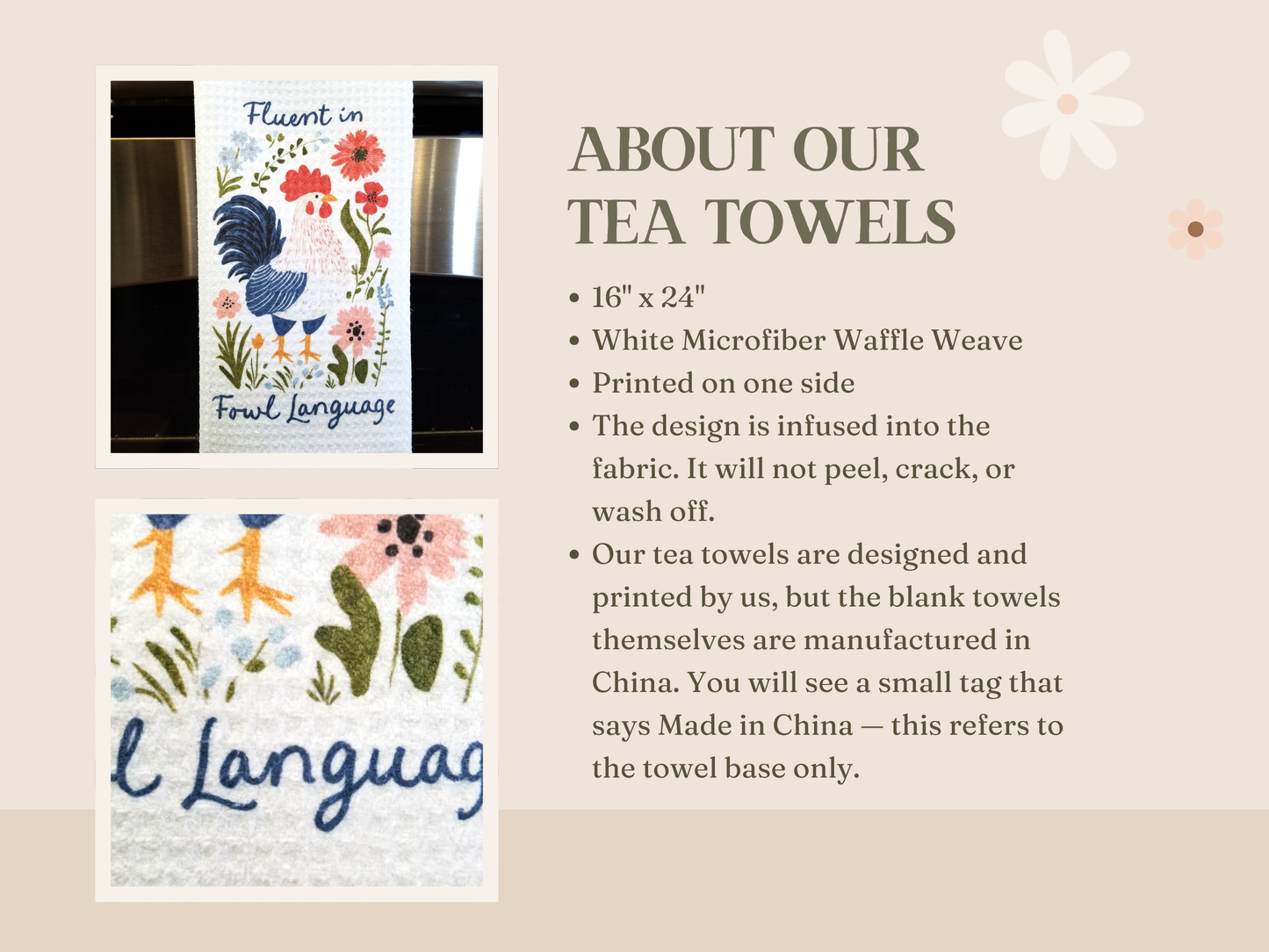 Fluent in Fowl Language Tea Towel