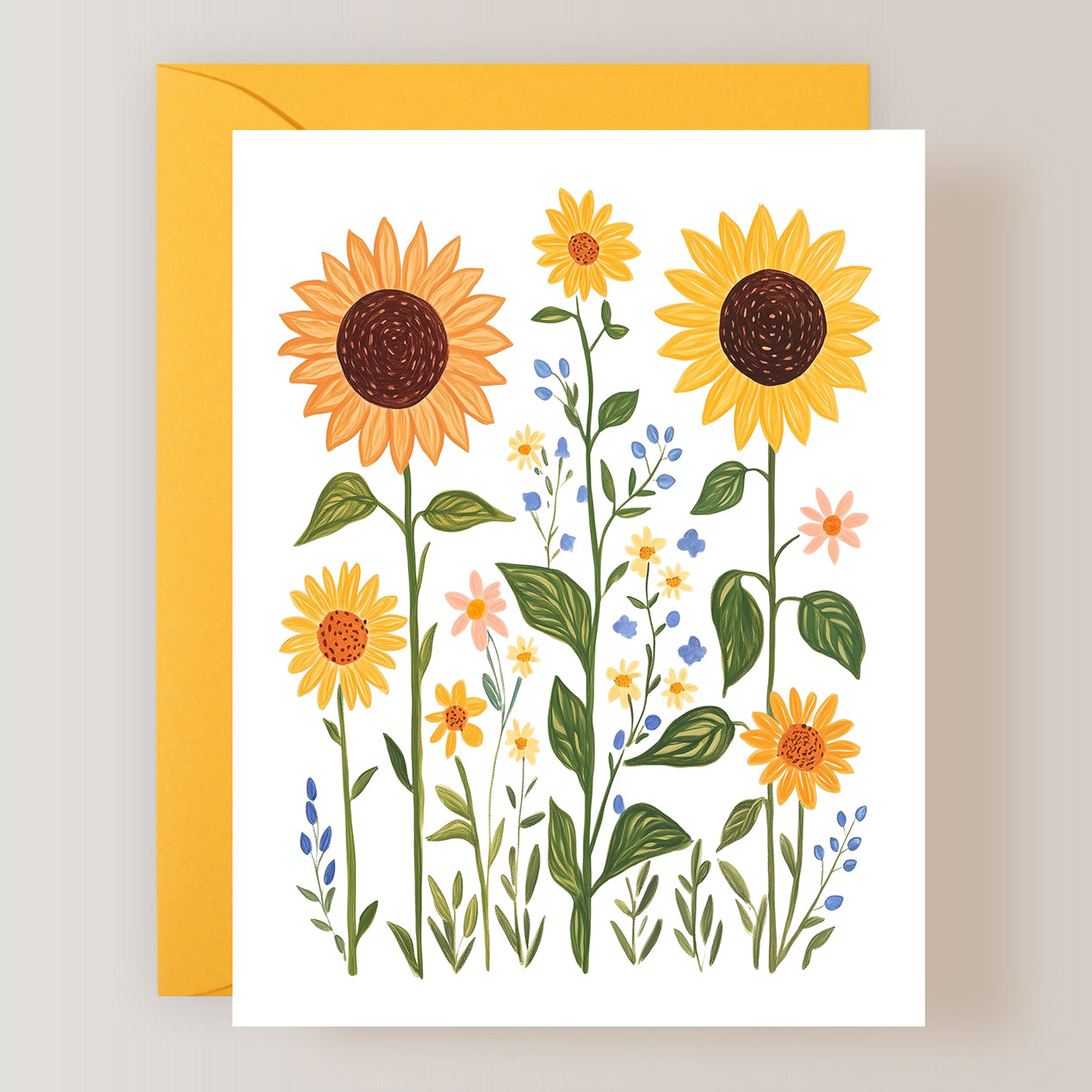 Set of 3 Sunflower Greeting Cards with Envelopes