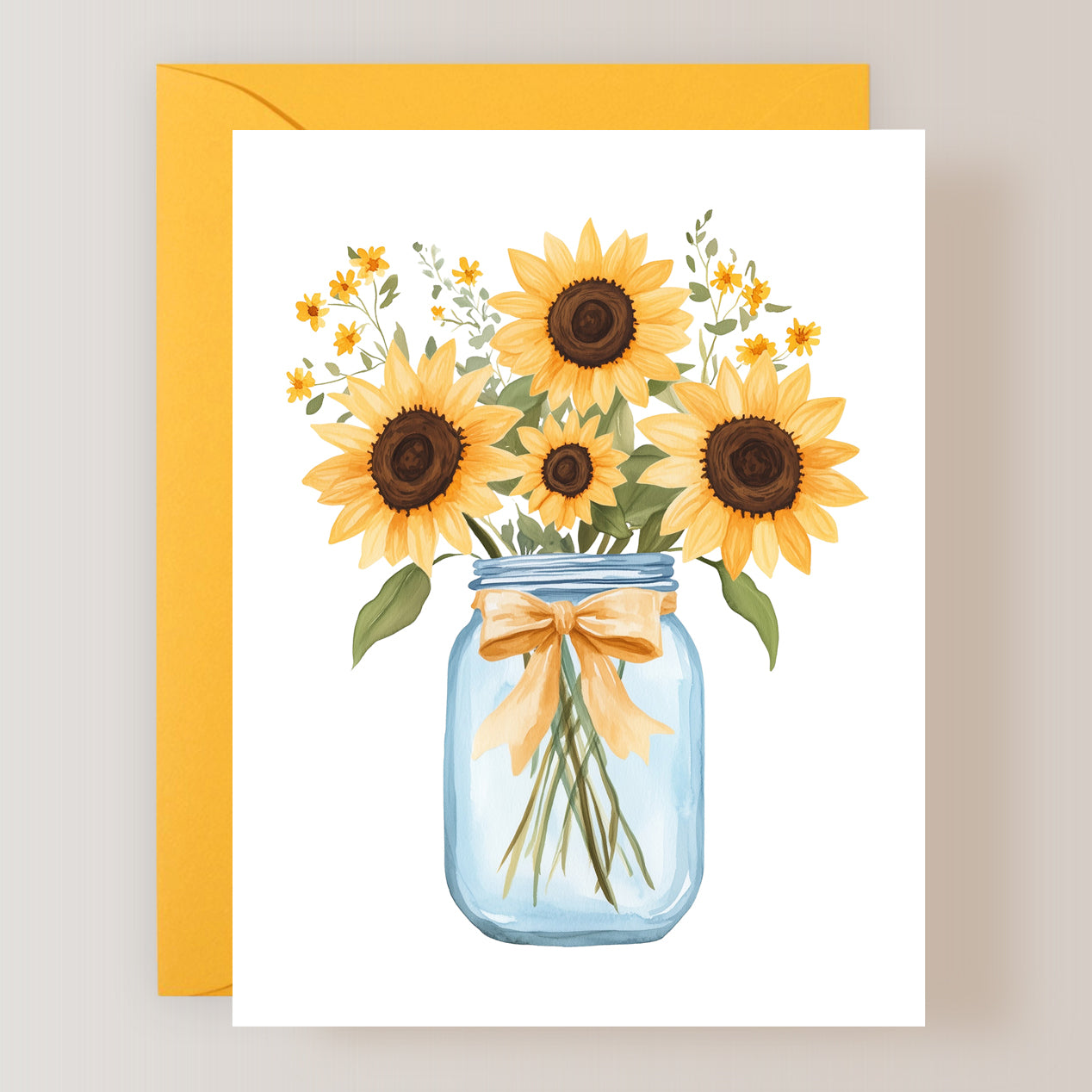 Set of 3 Sunflower Jar Greeting Cards with Envelopes