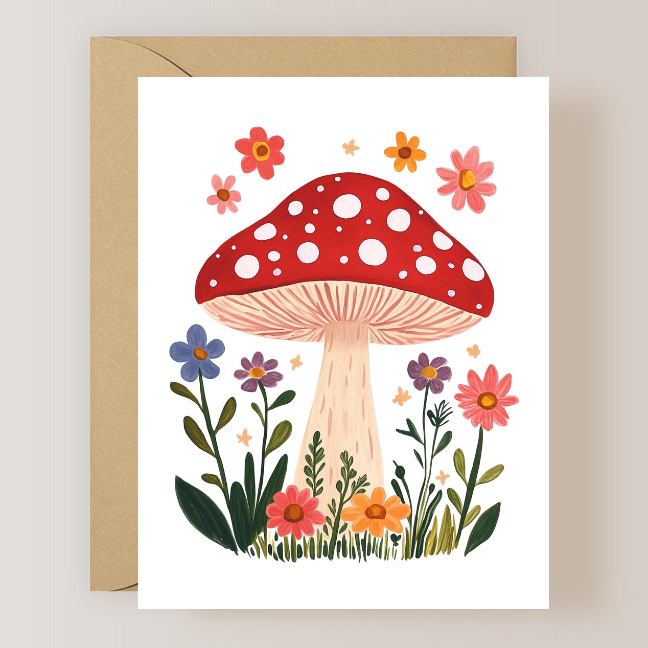 Set of 3 Mushroom Greeting Cards with Envelopes