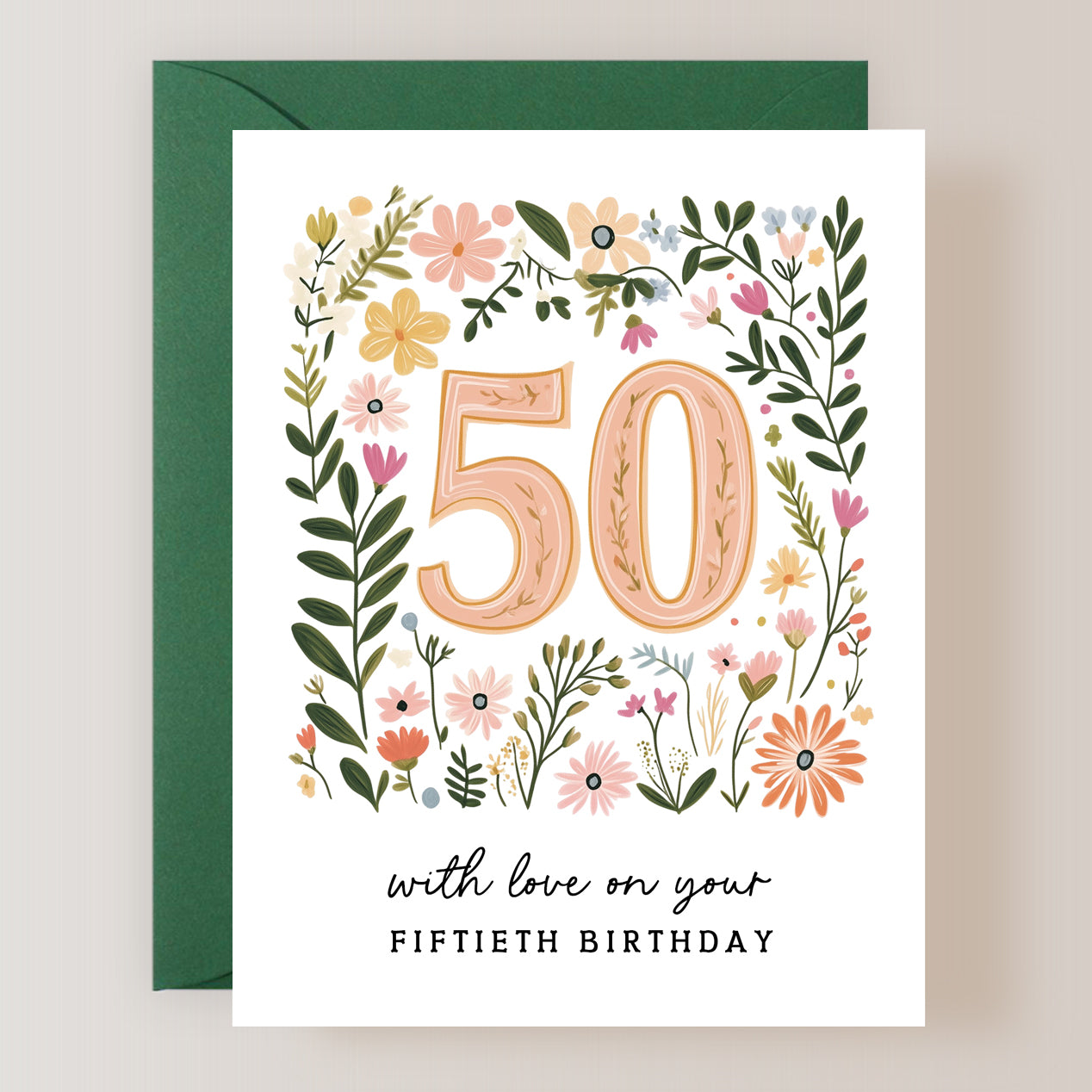 With Love On Your Fiftieth Birthday Card