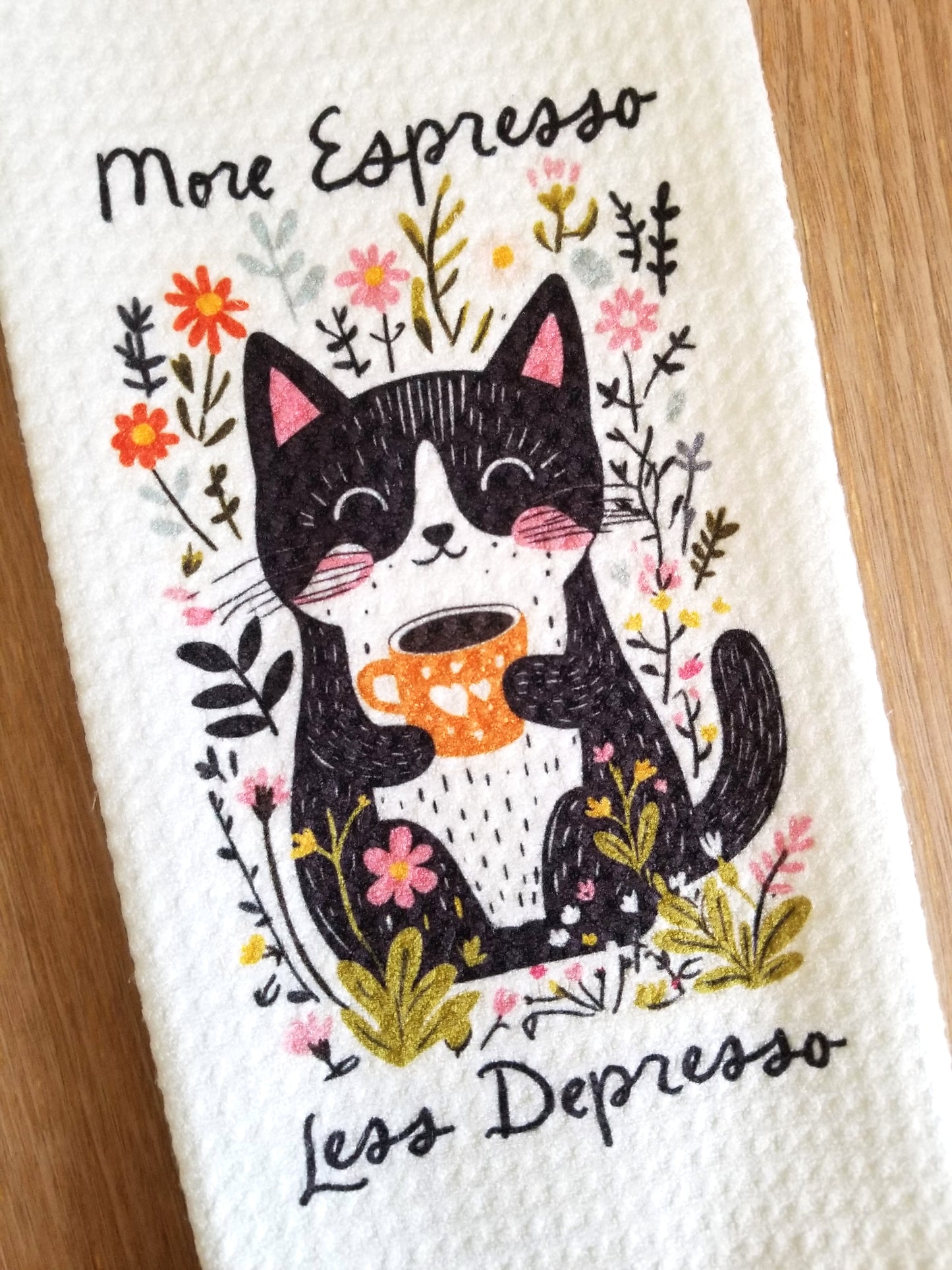 More Espresso Less Depresso Tea Towel