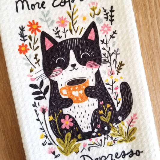 More Espresso Less Depresso Tea Towel