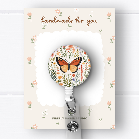 Floral Butterfly Badge Reel