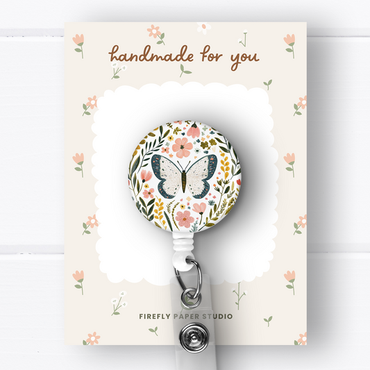 Floral Butterfly Badge Reel