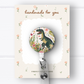 Floral T-Rex Badge Reel