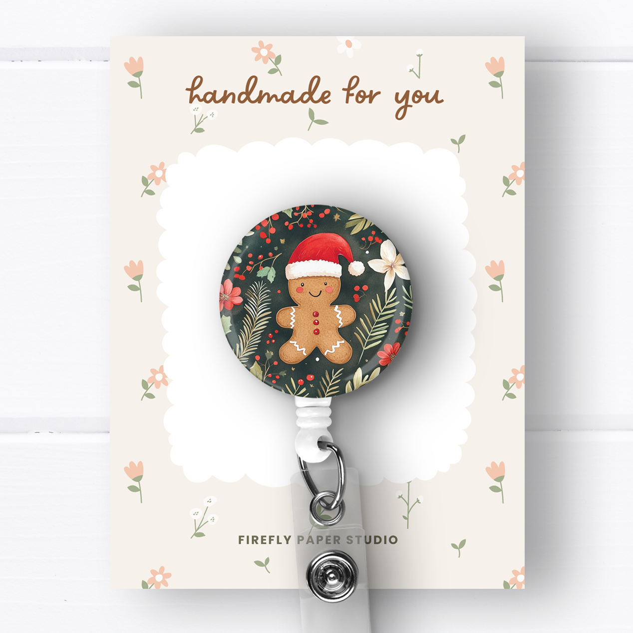 Christmas Gingerbread Man Badge Reel