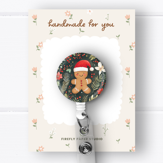 Christmas Gingerbread Man Badge Reel