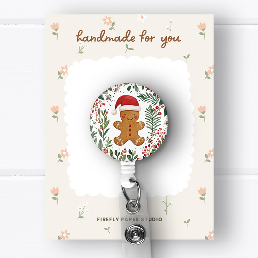 Christmas Gingerbread Man Badge Reel