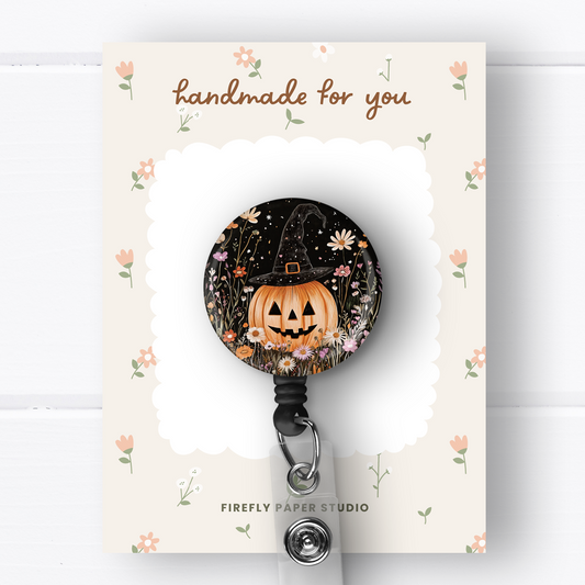 Jack-o-lantern Witch Badge Reel