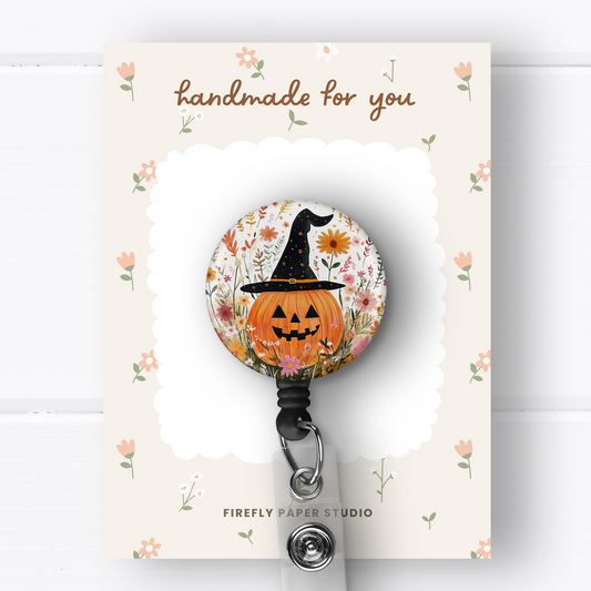 Jack-o-lantern Witch Badge Reel