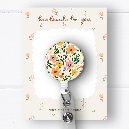 Pink & Yellow Floral Badge Reel