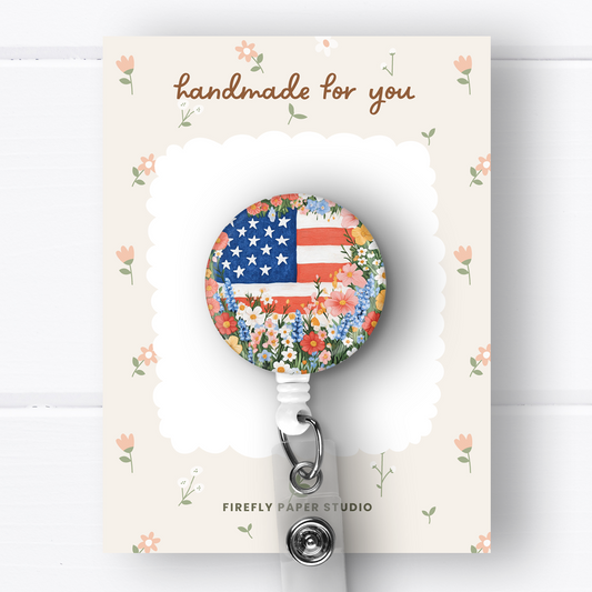 Floral USA Badge Reel