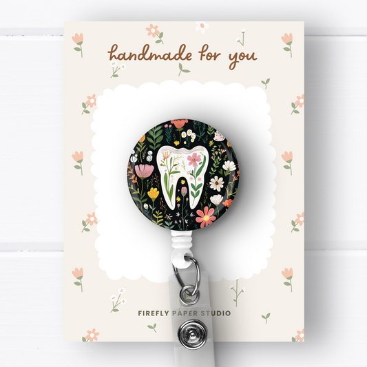 Floral Tooth Badge Reel