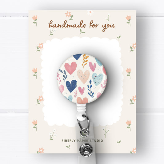 Doodle Hearts Badge Reel