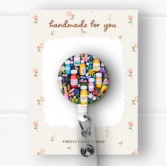 Pill Bottles Badge Reel