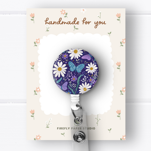 Butterfly & Daisies Badge Reel