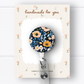 Navy Blue Floral Badge Reel
