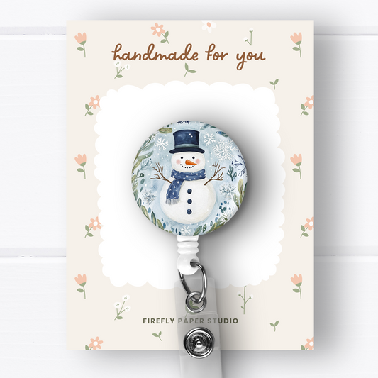 Light Blue Snowman Badge Reel
