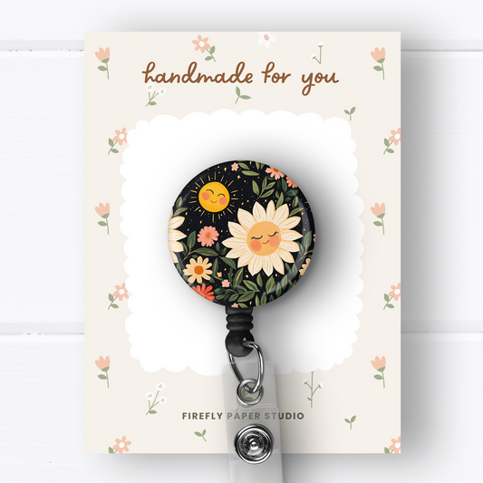 Floral Sun Badge Reel