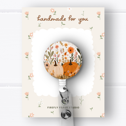 Pumpkin Flowers Badge Reel