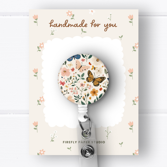 Flowers & Butterflies Badge Reel