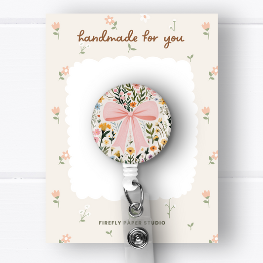 Pink Bow Badge Reel