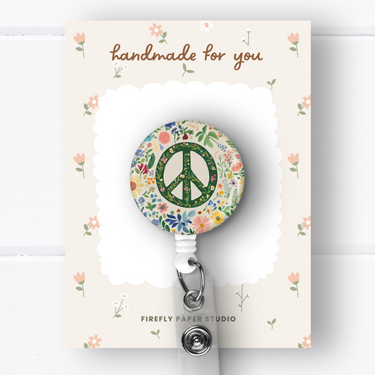 Floral Peace Badge Reel