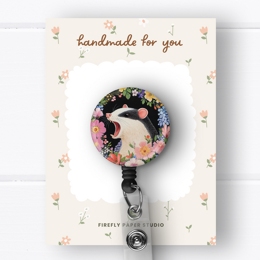 Opossum Badge Reel