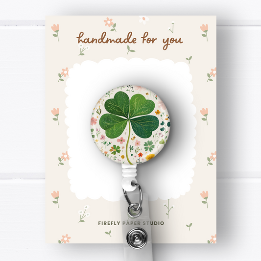 Four Leaf Clover Badge Reel
