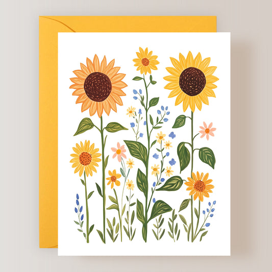 Set of 3 Sunflower Greeting Cards with Envelopes